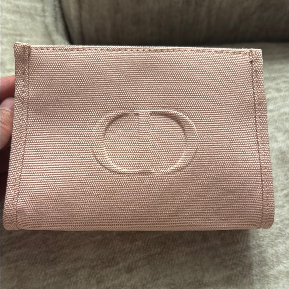 Dior Pink Leather Wallet with Embossed Logo(very cute size)